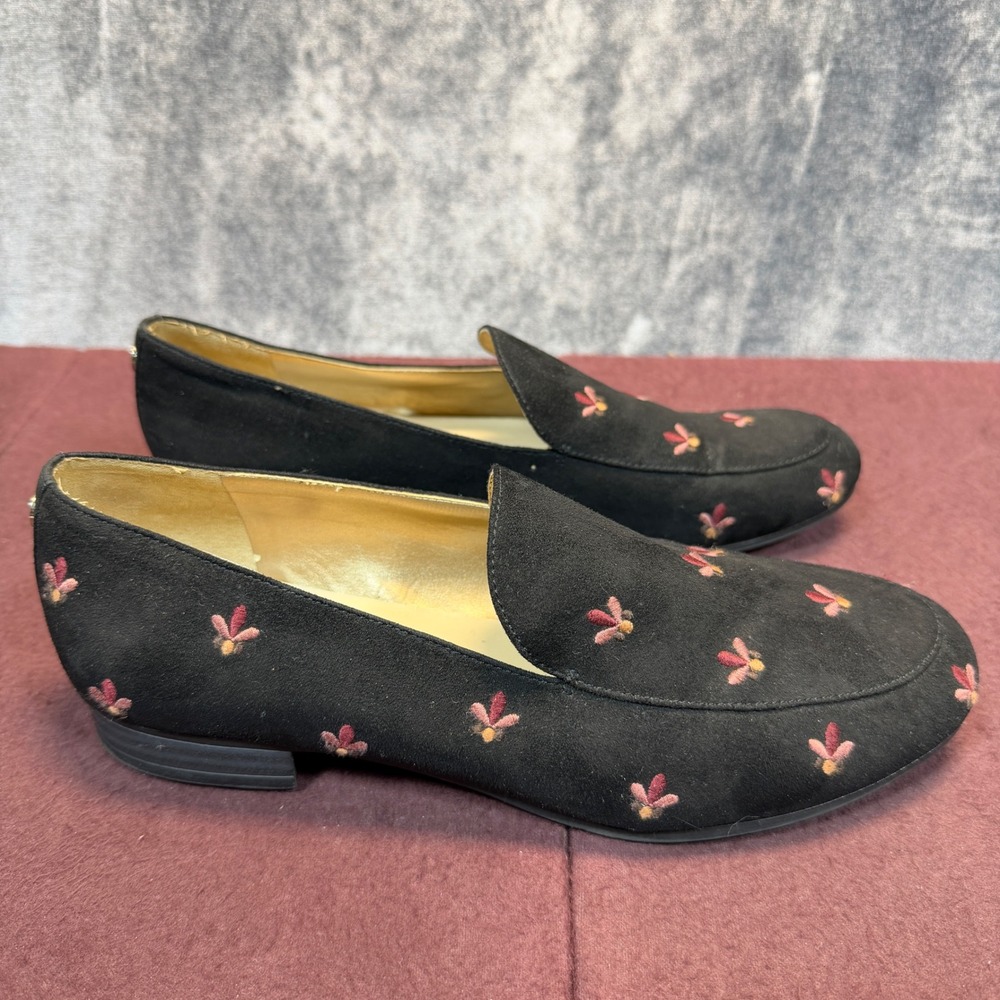 Circus By Sam Edelman Loafers Womens Black Flat 7.5 Embroidered Bee Slip On